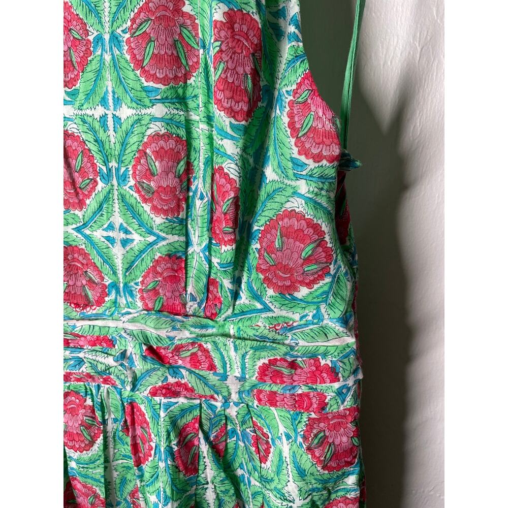 NEW Banjanan Capri Maxi Dress Women XL Green Jade Botanical Halter Garden Party - Picture 6 of 13